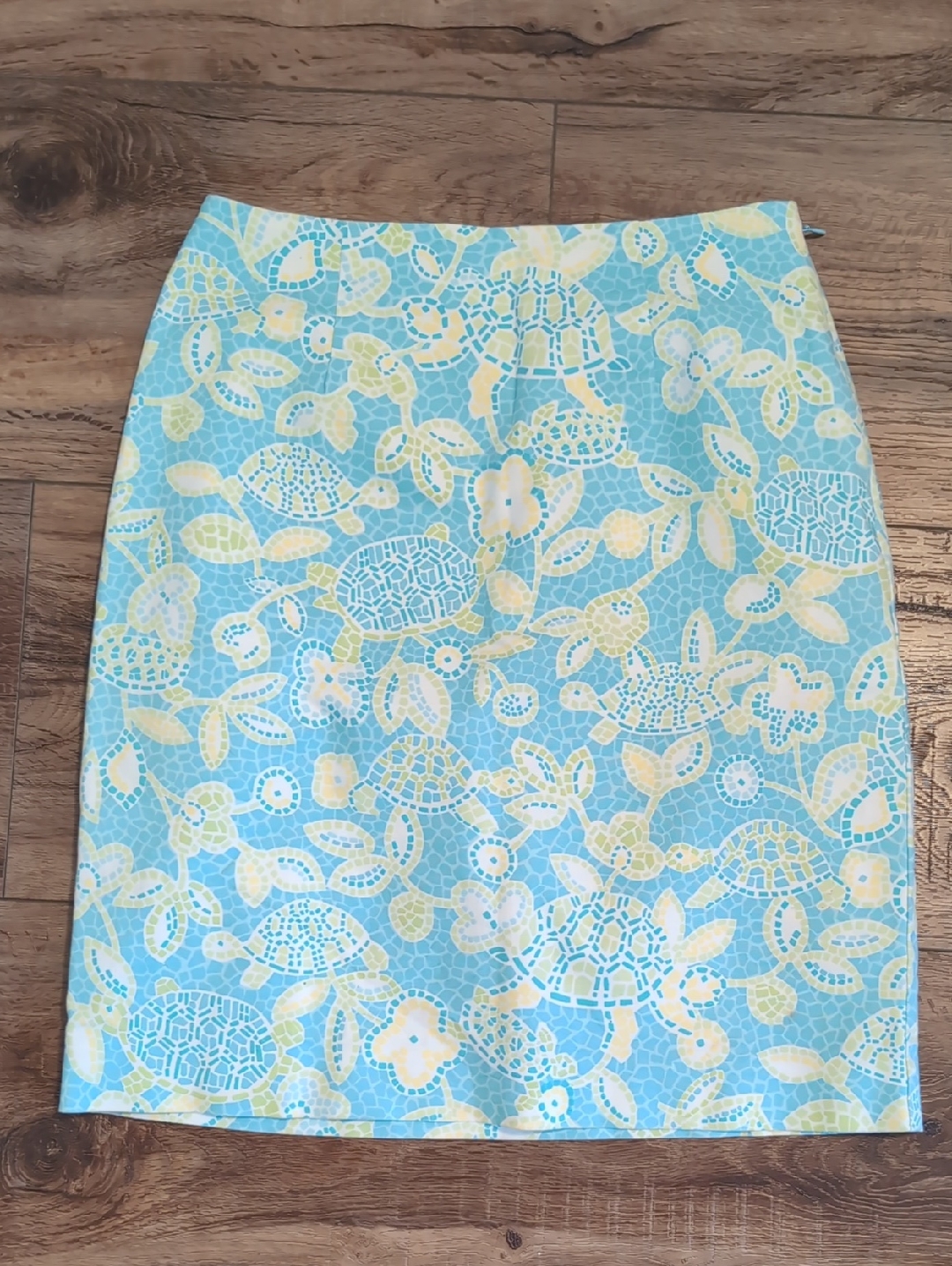 Talbots Light Blue And Yellow Floral Pencil Skirt